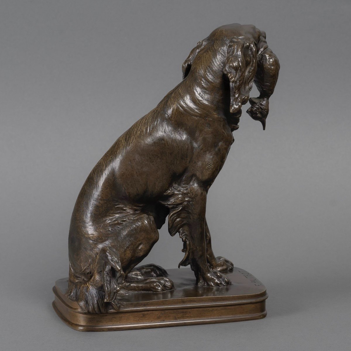 Sculpture - Chien Au Canard , Ferdinand Pautrot (1832 - 1874) - Bronze-photo-2