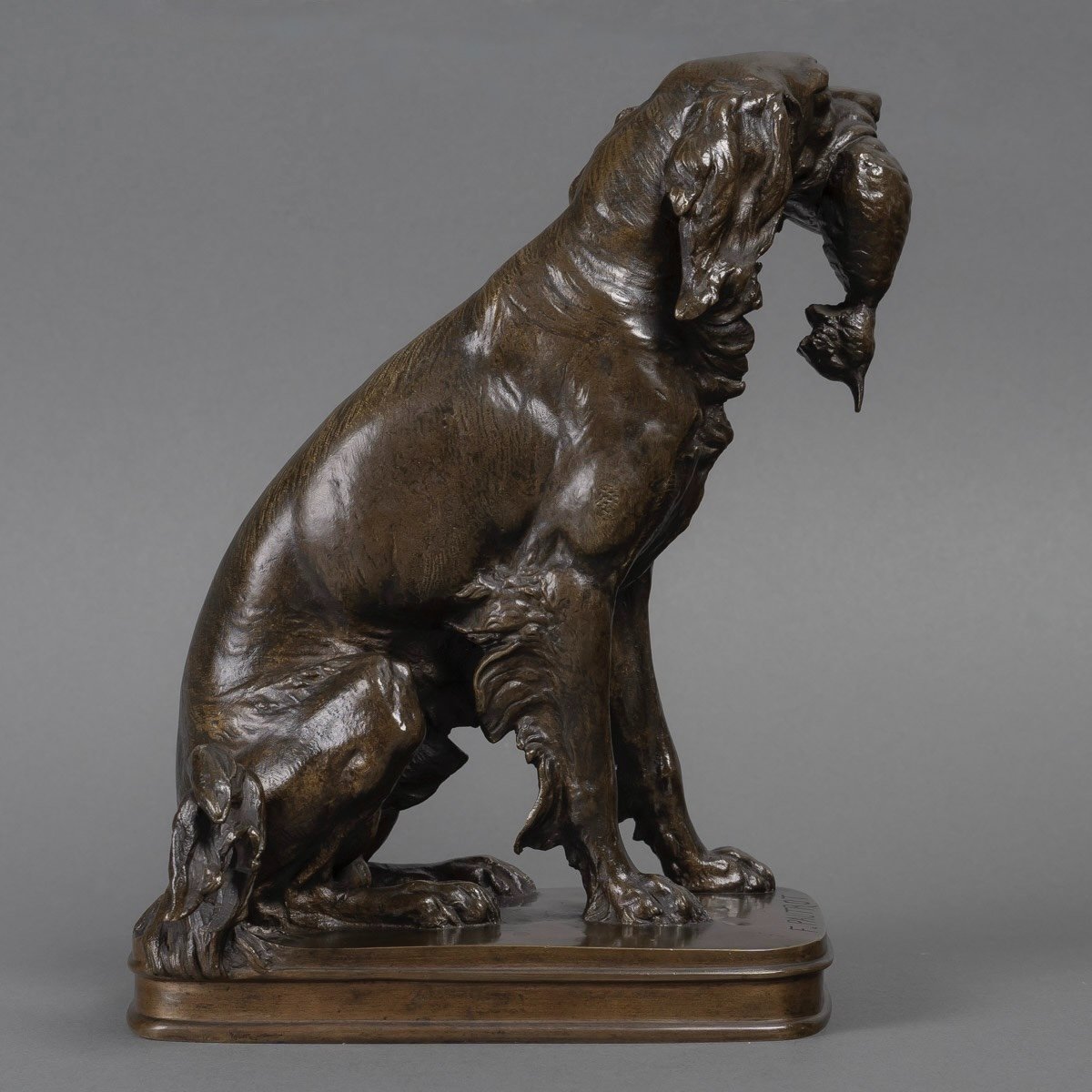 Sculpture - Chien Au Canard , Ferdinand Pautrot (1832 - 1874) - Bronze-photo-3