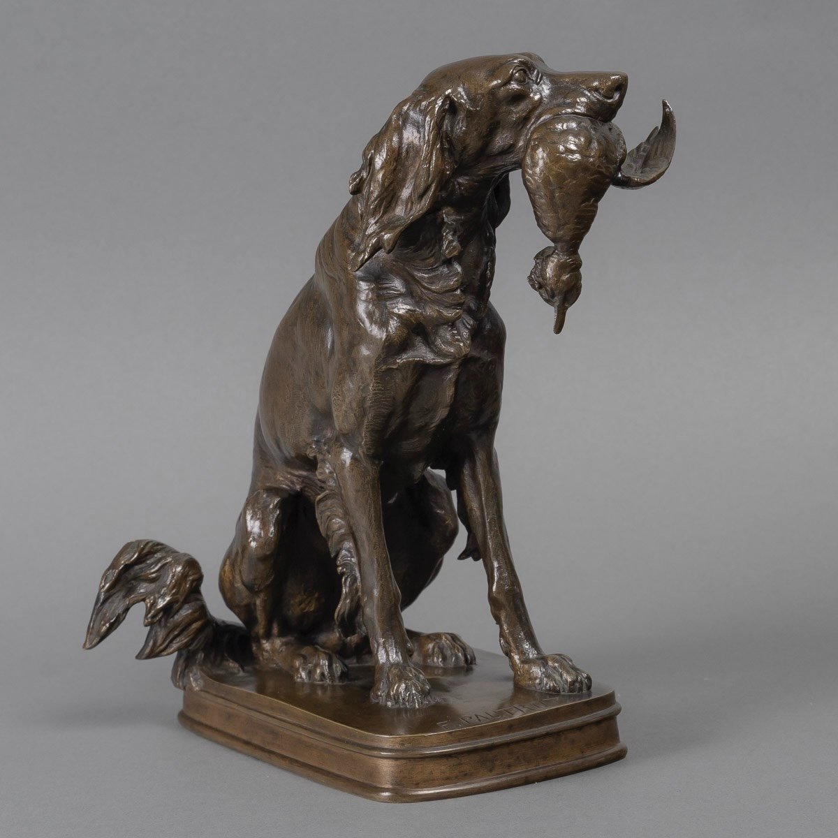 Sculpture - Chien Au Canard , Ferdinand Pautrot (1832 - 1874) - Bronze-photo-4