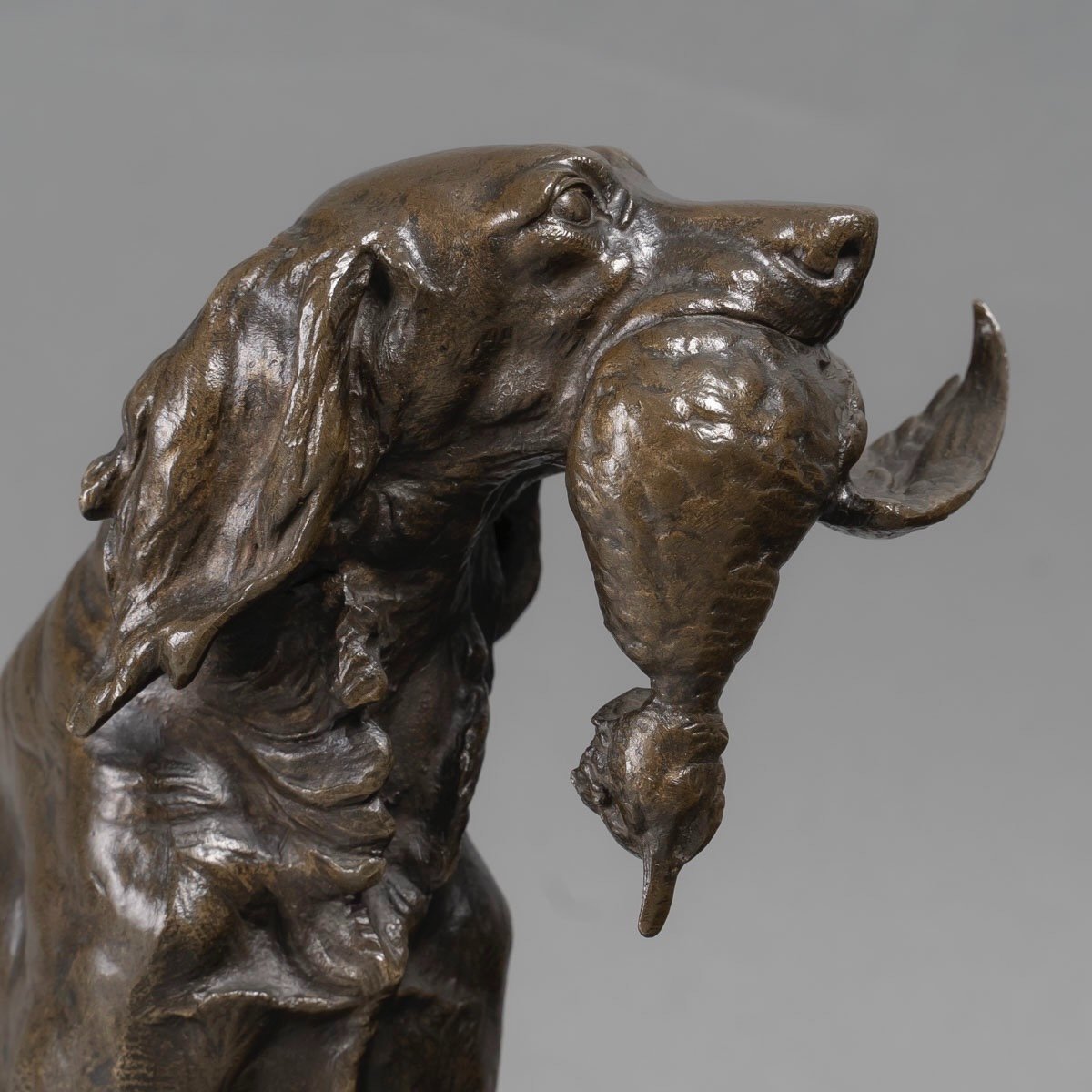 Sculpture - Chien Au Canard , Ferdinand Pautrot (1832 - 1874) - Bronze-photo-5