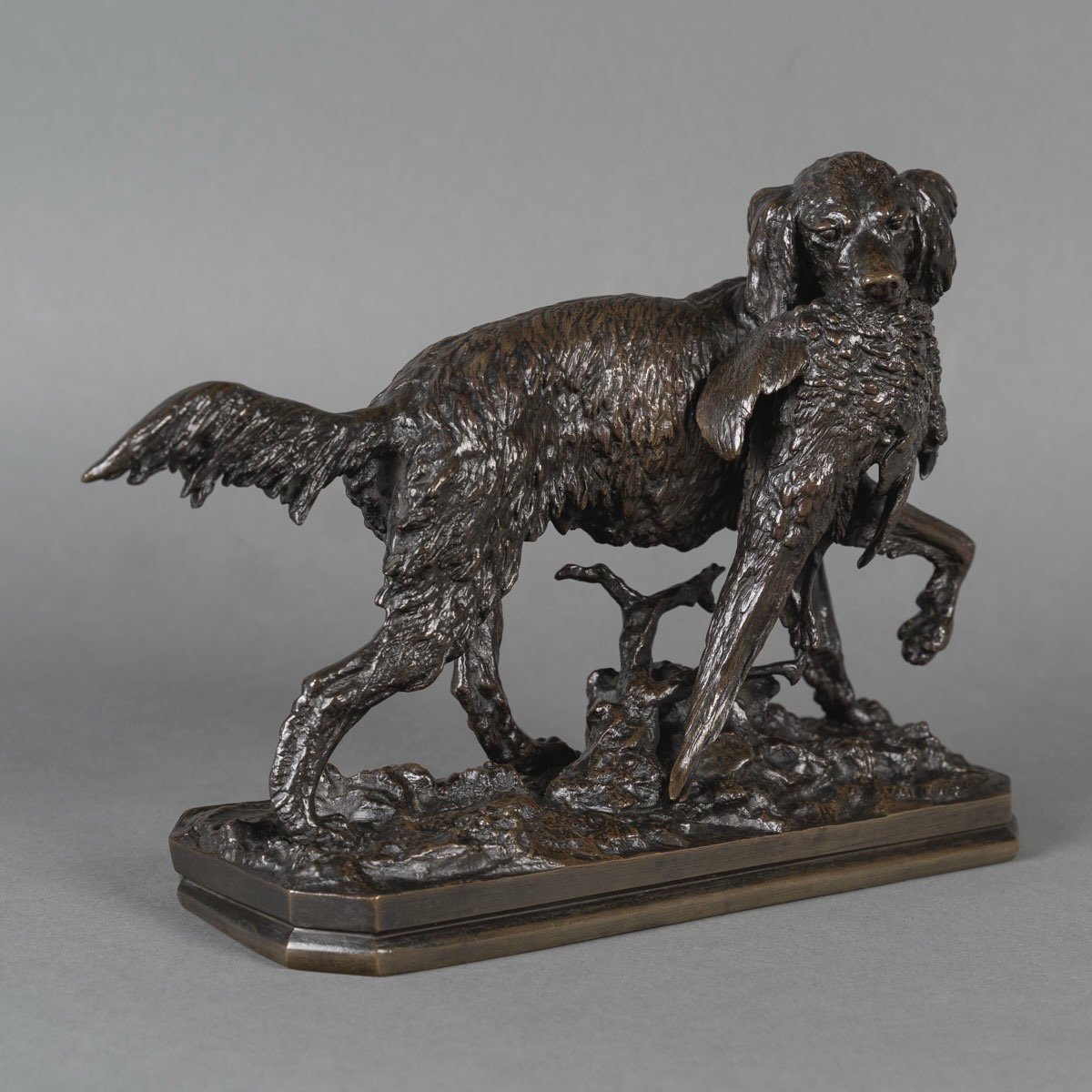 Sculpture - Chien Au Faisan , Christophe Fratin (1801-1864) - Bronze -photo-1