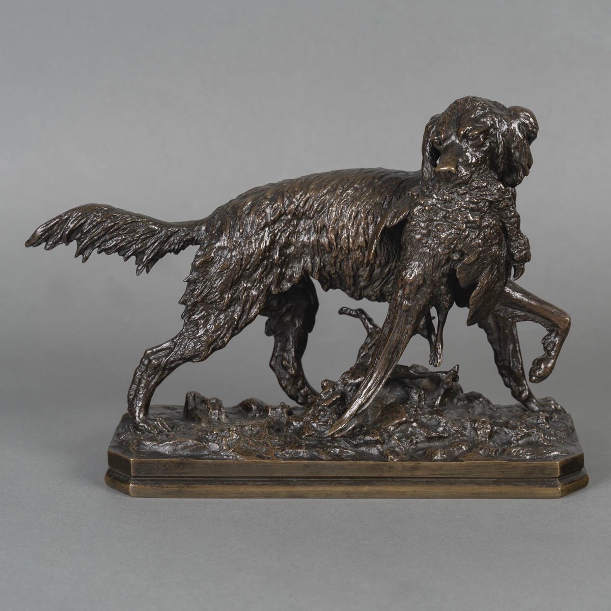 Sculpture - Chien Au Faisan , Christophe Fratin (1801-1864) - Bronze 