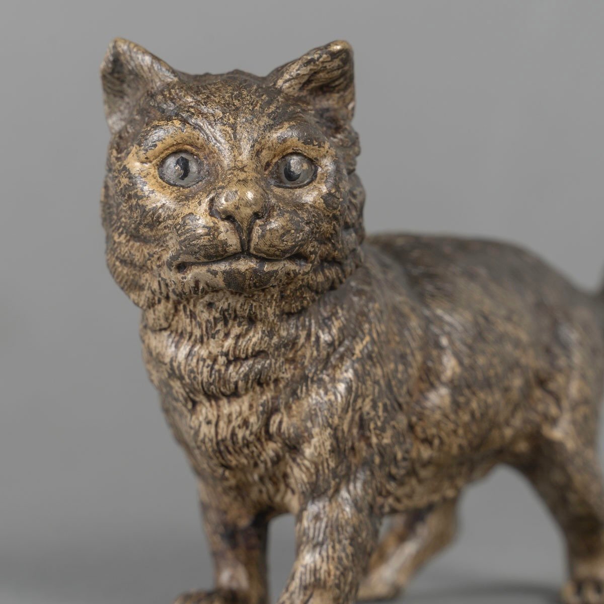 Sculpture - Le Chat , Franz Xavier Bergmann (1861-1936)  Geschützt - Bronze de Vienne -photo-1