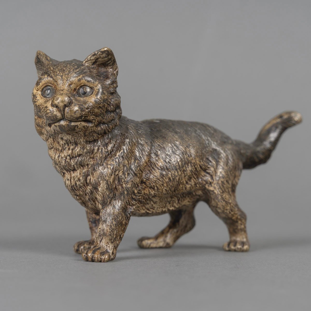 Sculpture - Le Chat , Franz Xavier Bergmann (1861-1936)  Geschützt - Bronze de Vienne 