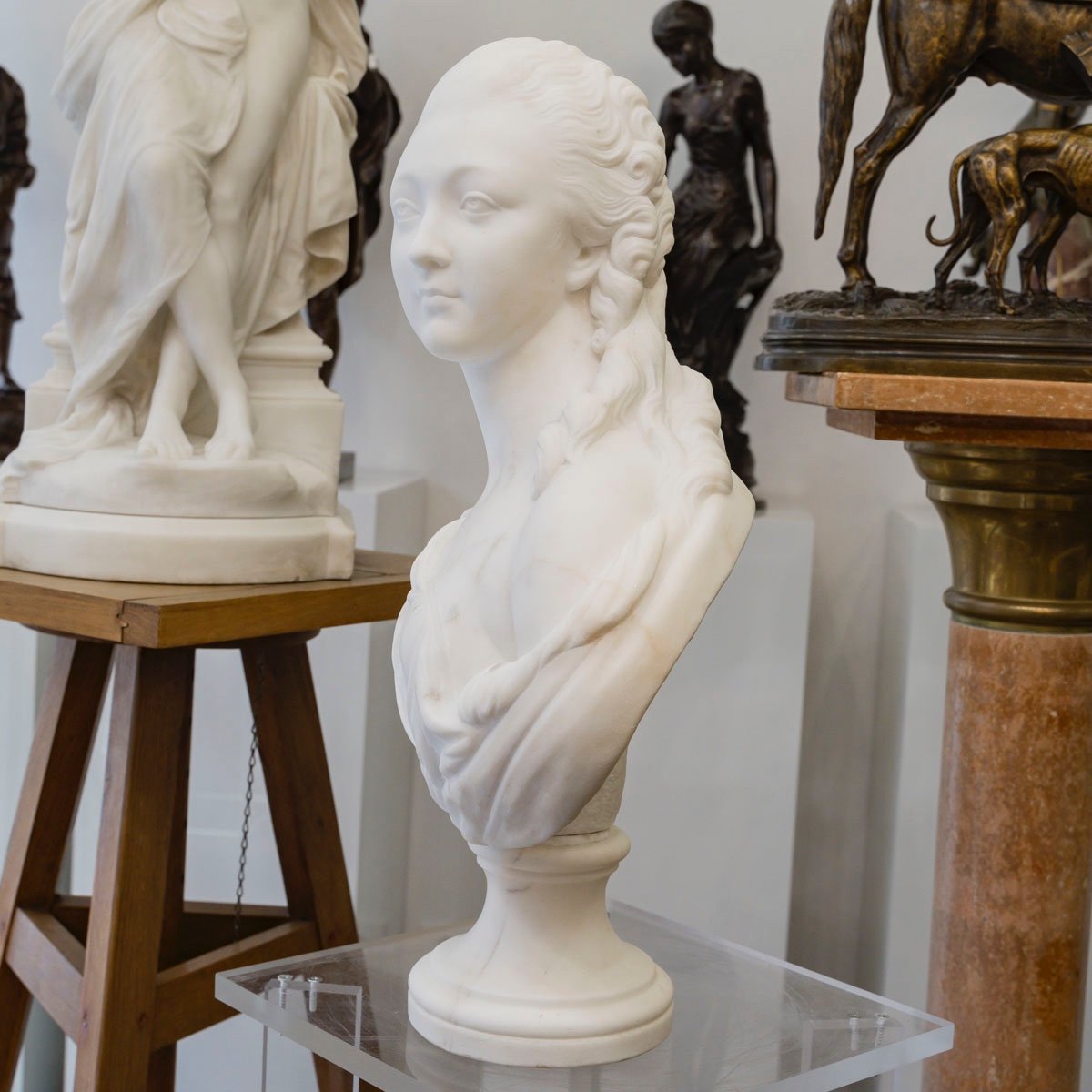 Sculpture - Buste " Madame du Barry ", Jean-Antoine Houdon (1741-1828) - Marbre-photo-4