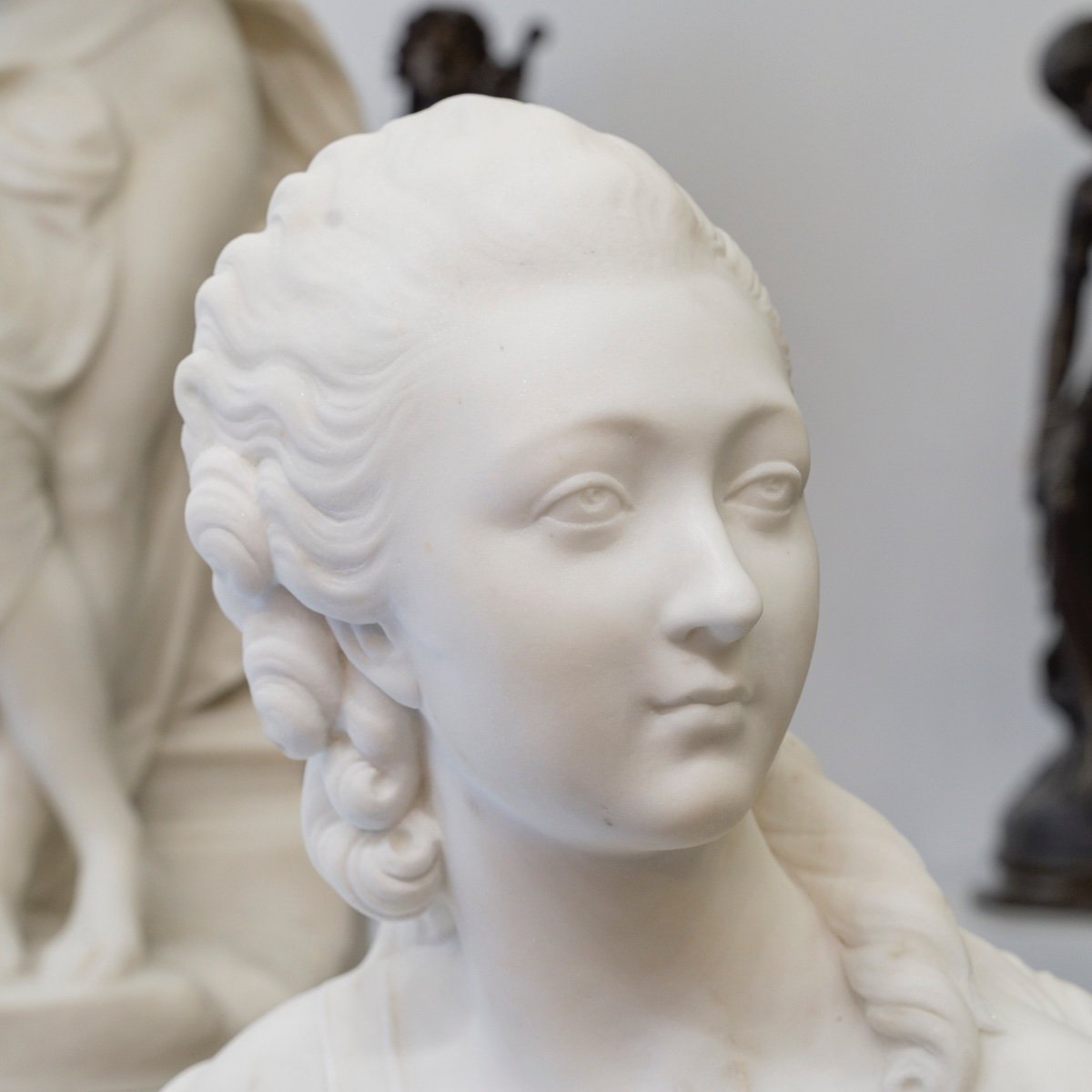 Sculpture - Buste " Madame du Barry ", Jean-Antoine Houdon (1741-1828) - Marbre-photo-4