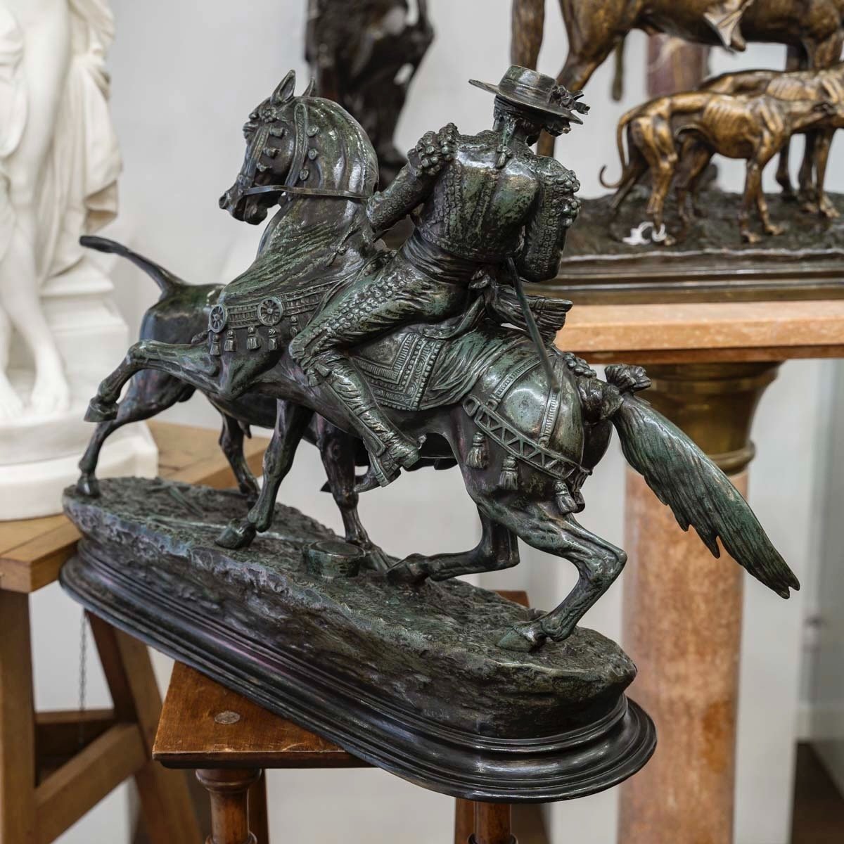 Groupe En Bronze " Picador Et Son Taureau " , Paul - Édouard Delabrièrre (1829-1912)-photo-3