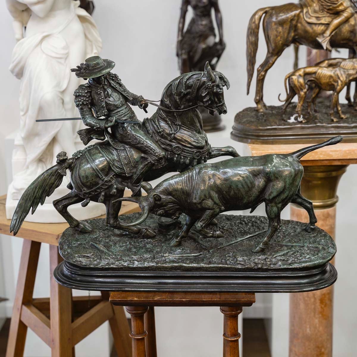 Groupe En Bronze " Picador Et Son Taureau " , Paul - Édouard Delabrièrre (1829-1912)-photo-3