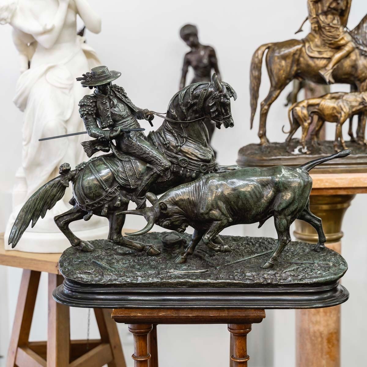 Groupe En Bronze " Picador Et Son Taureau " , Paul - Édouard Delabrièrre (1829-1912)