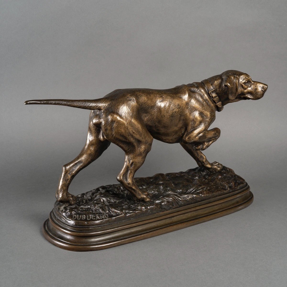 Sculpture - Chien De Chasse à l'Arrêt  , Alfred Dubucand (1828 - 1894) - Bronze-photo-2