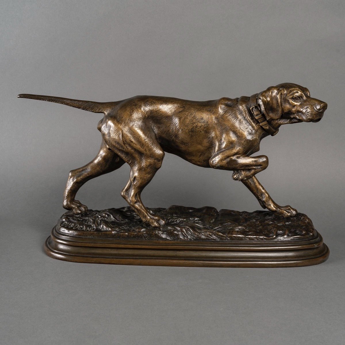 Sculpture - Chien De Chasse à l'Arrêt  , Alfred Dubucand (1828 - 1894) - Bronze-photo-3