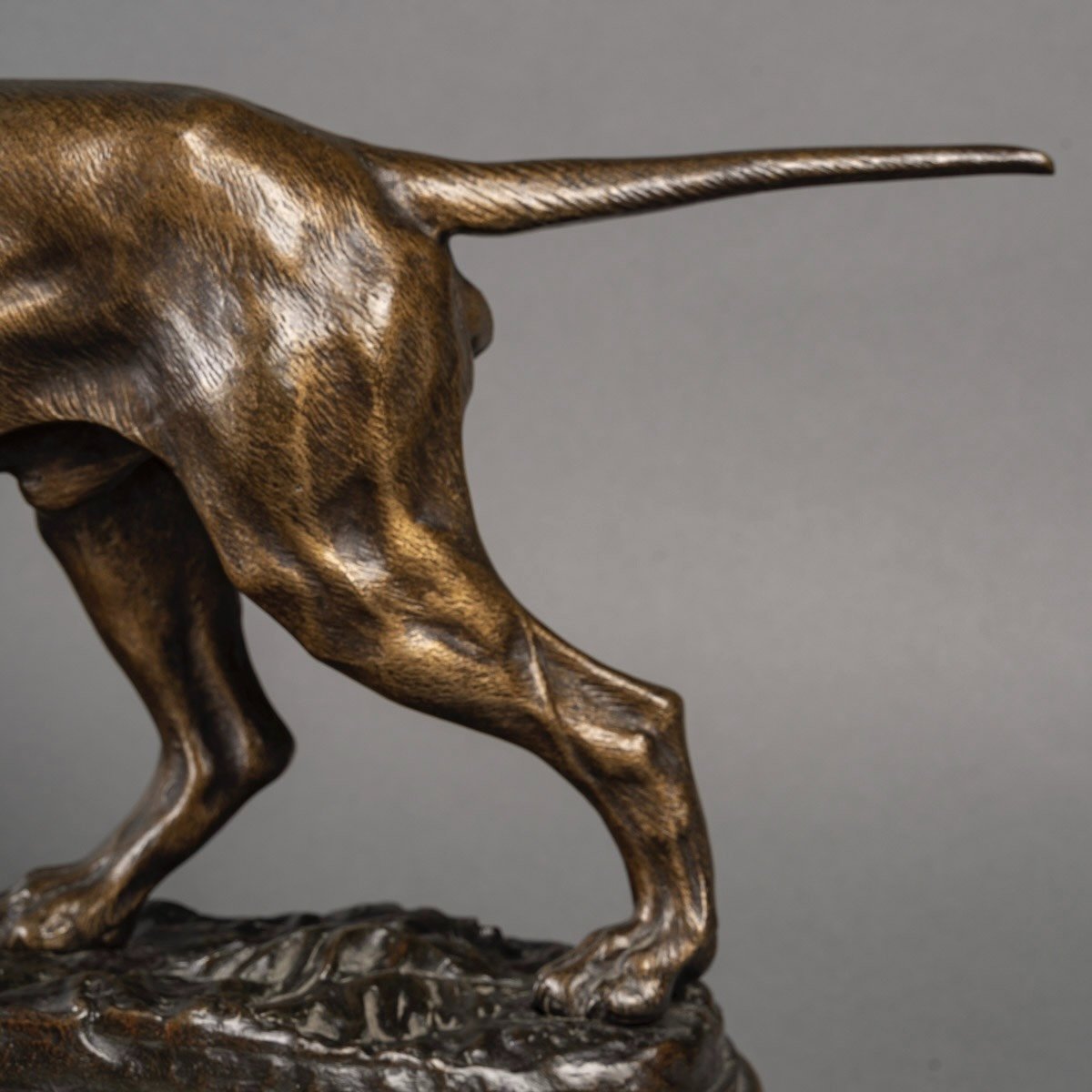 Sculpture - Chien De Chasse à l'Arrêt  , Alfred Dubucand (1828 - 1894) - Bronze-photo-1