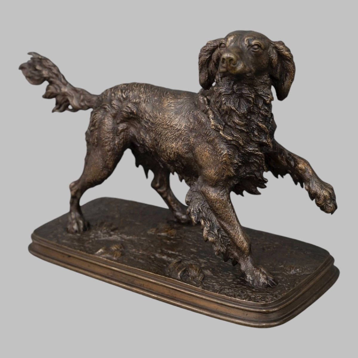 Sculpture  - Chien Épagneul À L' Affût , Ferdinand Pautrot (1832 - 1874) - Bronze-photo-2