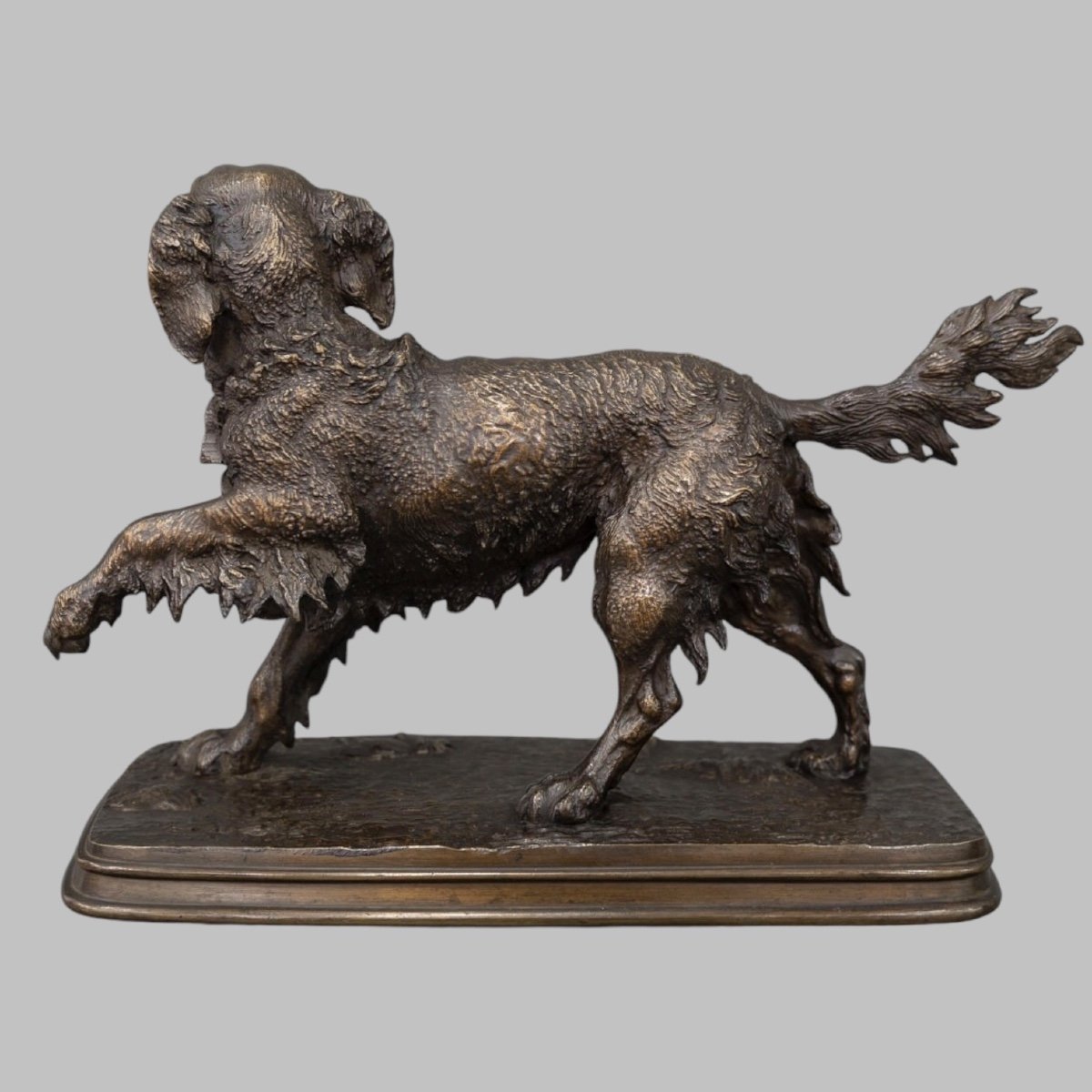 Sculpture  - Chien Épagneul À L' Affût , Ferdinand Pautrot (1832 - 1874) - Bronze-photo-2