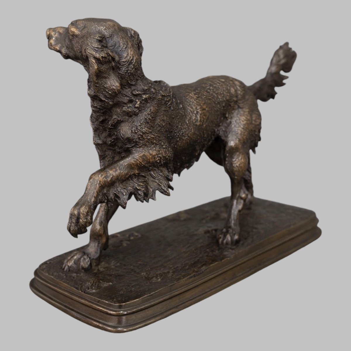 Sculpture  - Chien Épagneul À L' Affût , Ferdinand Pautrot (1832 - 1874) - Bronze-photo-3