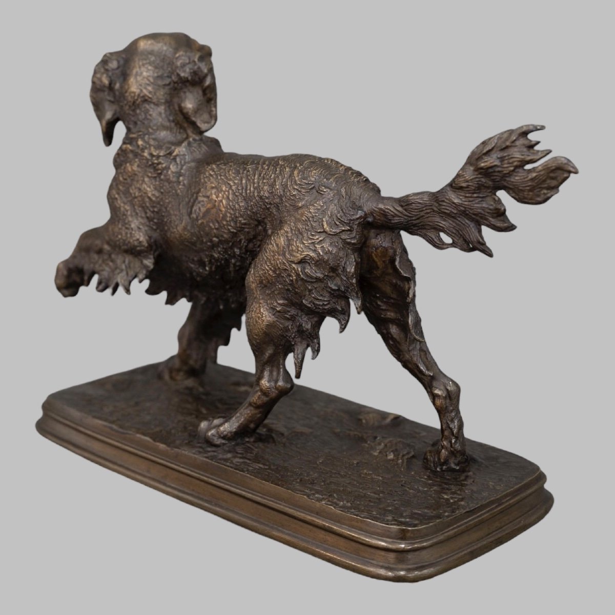 Sculpture  - Chien Épagneul À L' Affût , Ferdinand Pautrot (1832 - 1874) - Bronze-photo-4