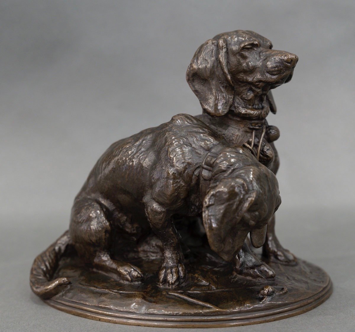 Group Of Bassets " Ravageot And Ravageode ", Emmanuel Fremiet (1824 -1910) - Bronze-photo-3