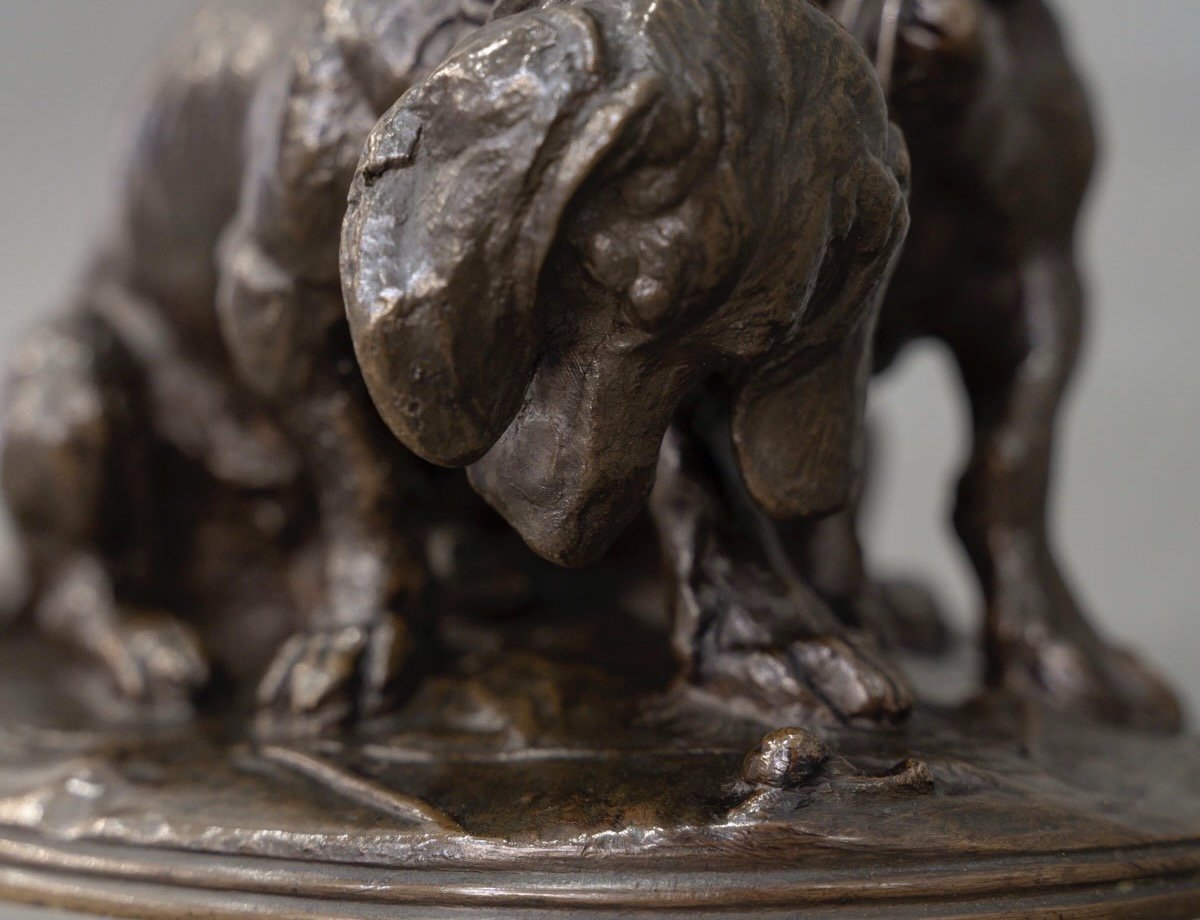 Group Of Bassets " Ravageot And Ravageode ", Emmanuel Fremiet (1824 -1910) - Bronze-photo-4