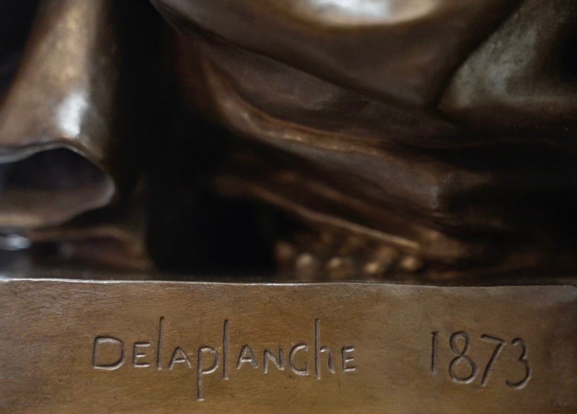 Sculpture - "L' Éducation Maternelle" , Eugène Delaplanche (1836-1891) - Bronze-photo-5