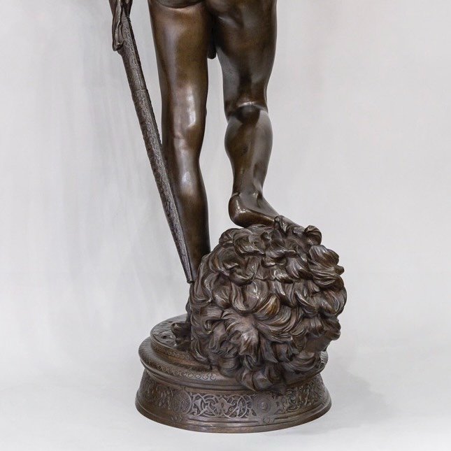 Sculpture - David Vanquisher Of Goliath , Marius - Jean - Antonin Mercié (1845-1916) - Bronze -photo-5