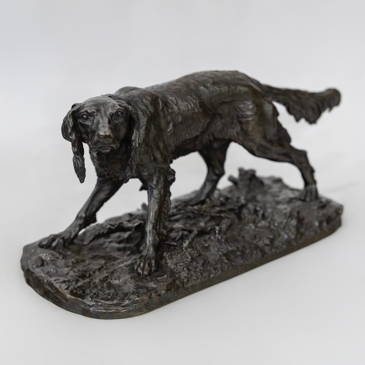 Sculpture - Setter Hunting Dog , Pierre-jules Mêne (1810-1879) - Bronze