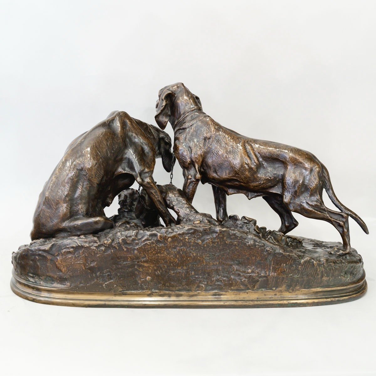 Bronze Group " Saintongeois Dogs At Rest " , Pierre - Jules Mêne (1810-1879)-photo-4