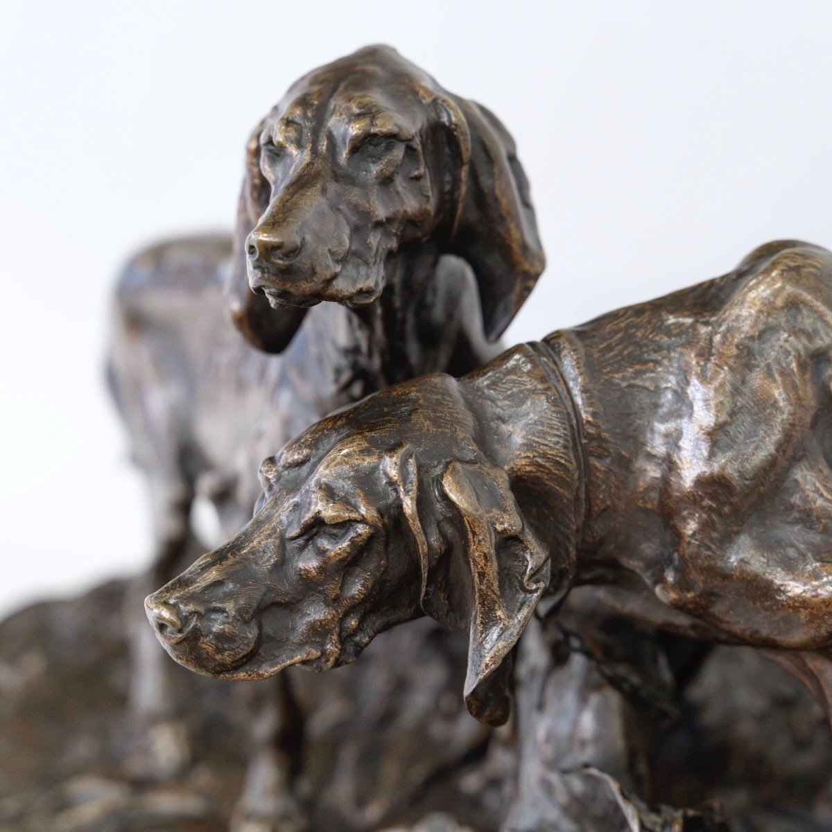 Bronze Group " Saintongeois Dogs At Rest " , Pierre - Jules Mêne (1810-1879)-photo-3