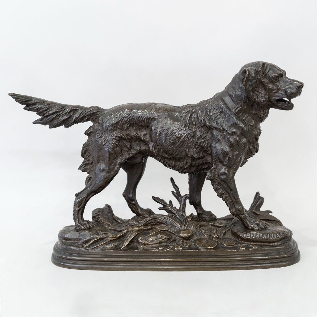 Sculpture - Pointing Spaniel Dog , Paul - Edouard Delabrièrre (1829-1912) - Bronze-photo-2