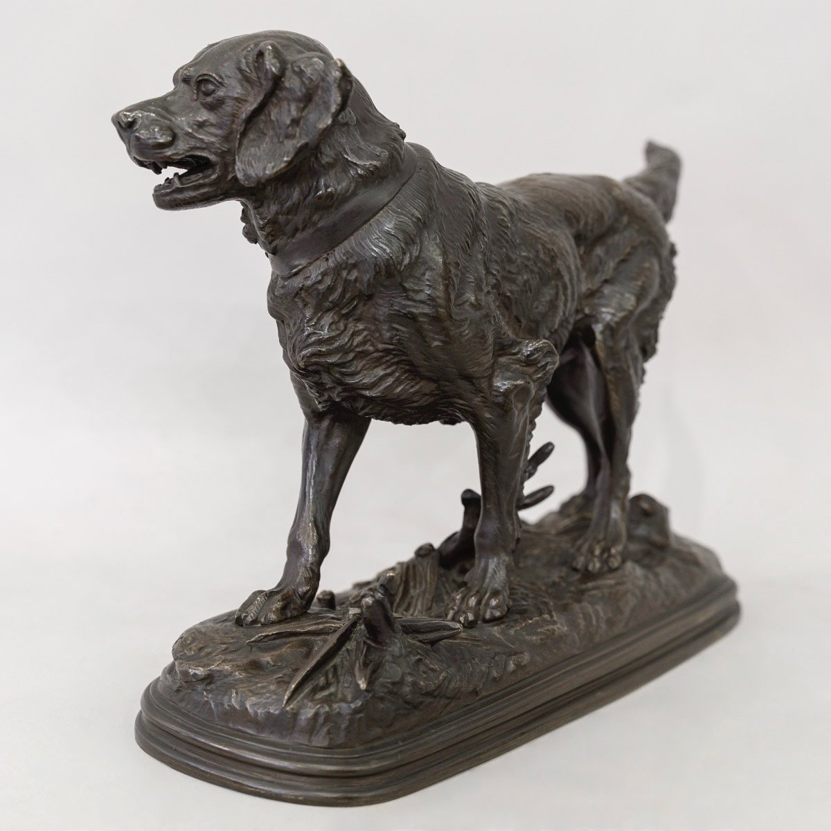 Sculpture - Pointing Spaniel Dog , Paul - Edouard Delabrièrre (1829-1912) - Bronze-photo-4