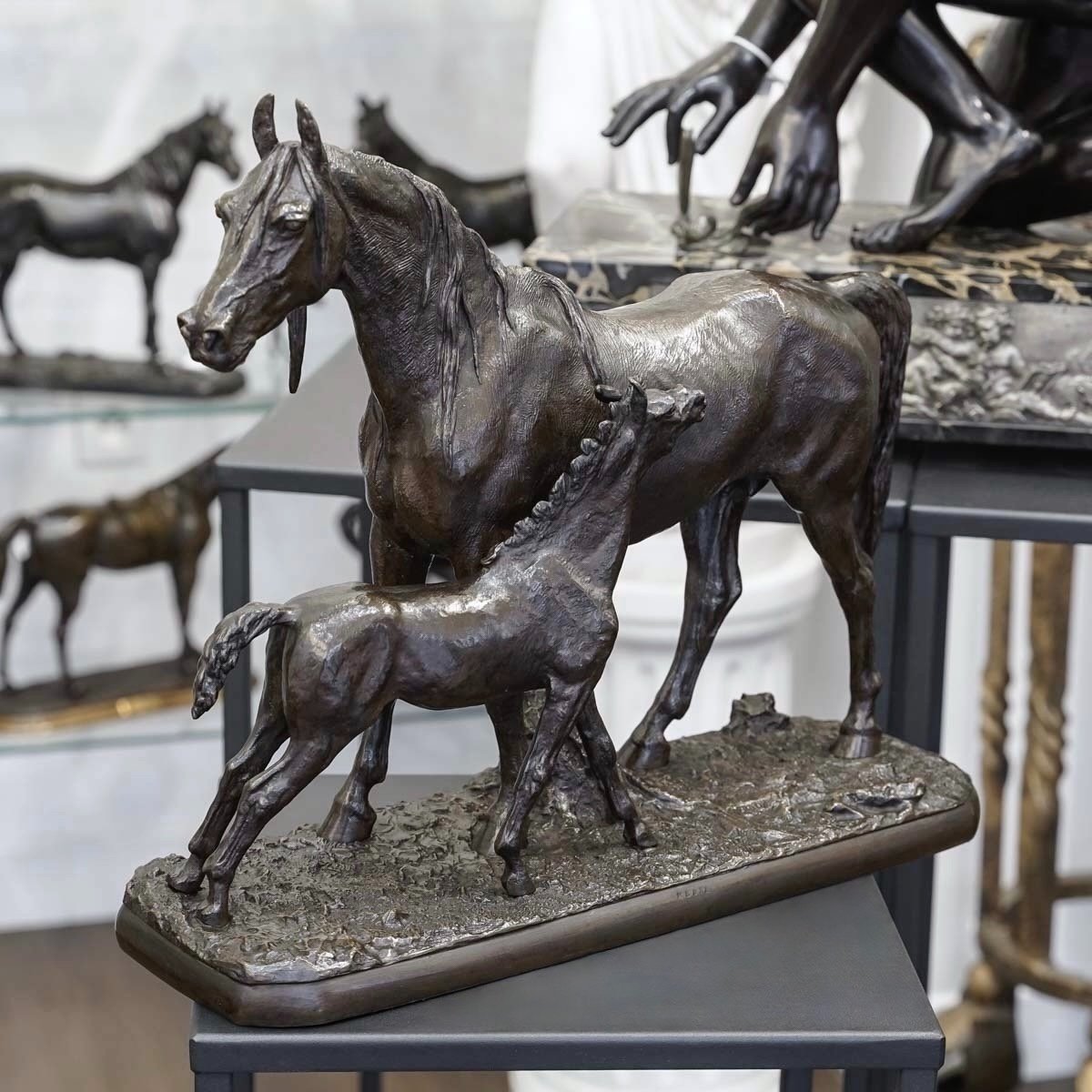 Bronze Group - Mare And Her Foal , Christophe Fratin (1801-1864)-photo-2