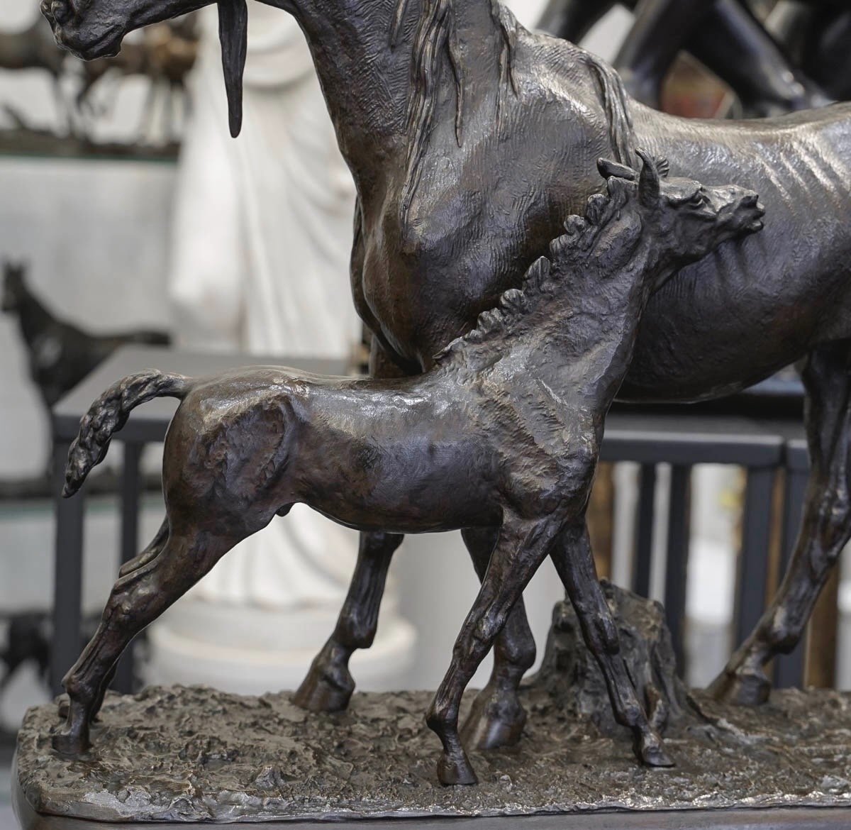 Bronze Group - Mare And Her Foal , Christophe Fratin (1801-1864)-photo-1