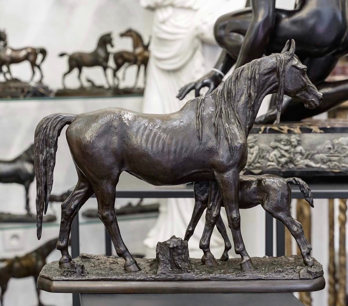 Bronze Group - Mare And Her Foal , Christophe Fratin (1801-1864)-photo-2