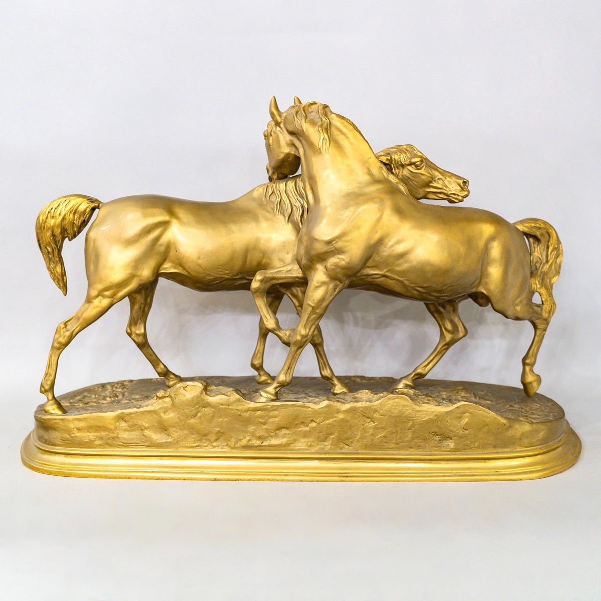 Sculpture - Groupe De Chevaux Arabes- Accolade  , Pierre-jules Mêne (1810-1879) ​​​​​​​- Bronze-photo-4