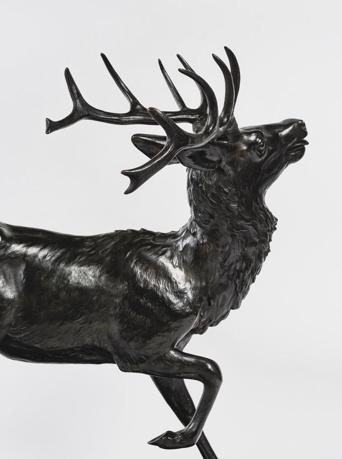 Sculpture - Standing Deer (large Model) , Antoine - Louis Barye (1795-1875) - Bronze -photo-2