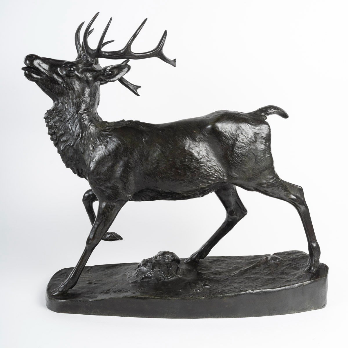 Sculpture - Standing Deer (large Model) , Antoine - Louis Barye (1795-1875) - Bronze 