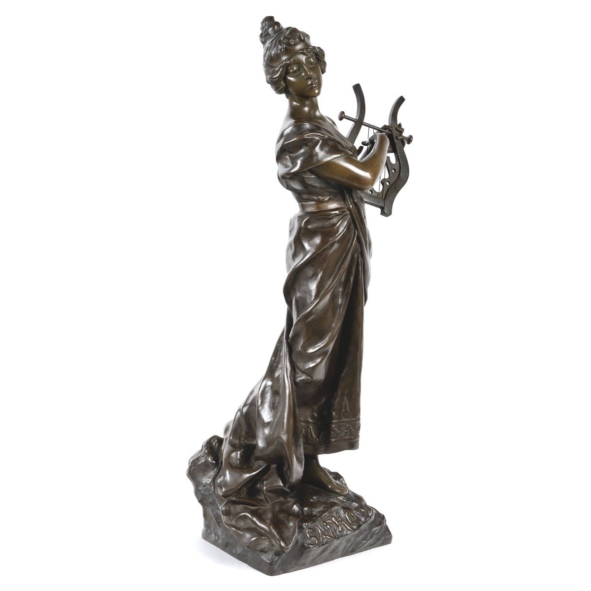 Sculpture - Sapho , Emmanuel Villanis (1858-1914) - Bronze-photo-3