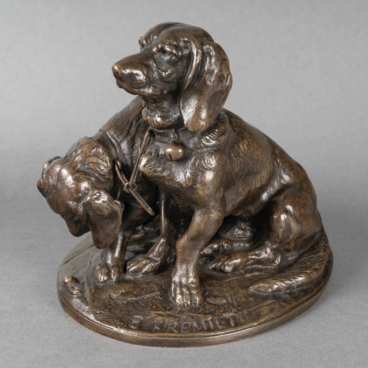 Groupe De Bassets " Ravageot Et Ravageode " , Emmanuel Fremiet (1824 -1910) - Bronze-photo-2