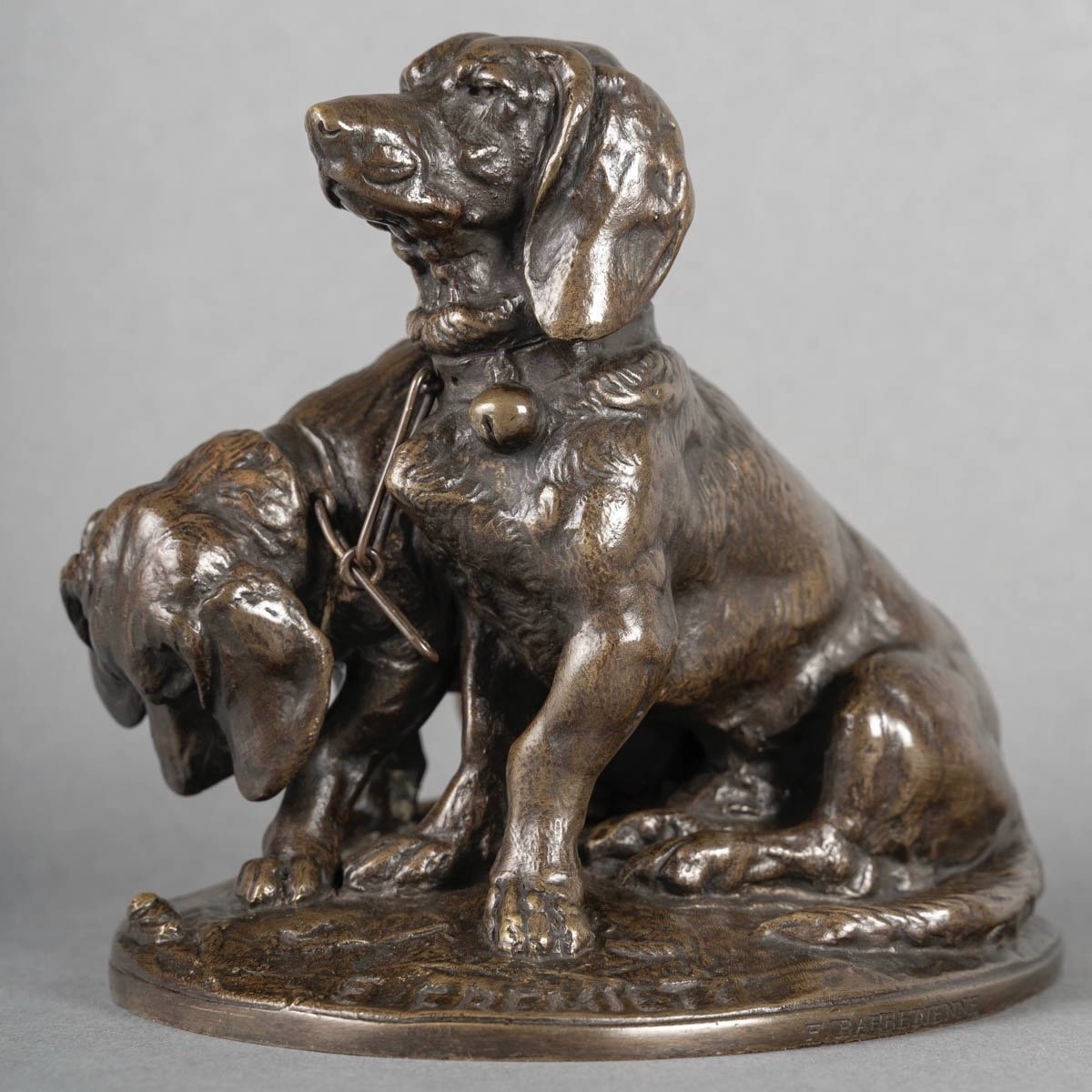 Groupe De Bassets " Ravageot Et Ravageode " , Emmanuel Fremiet (1824 -1910) - Bronze-photo-3