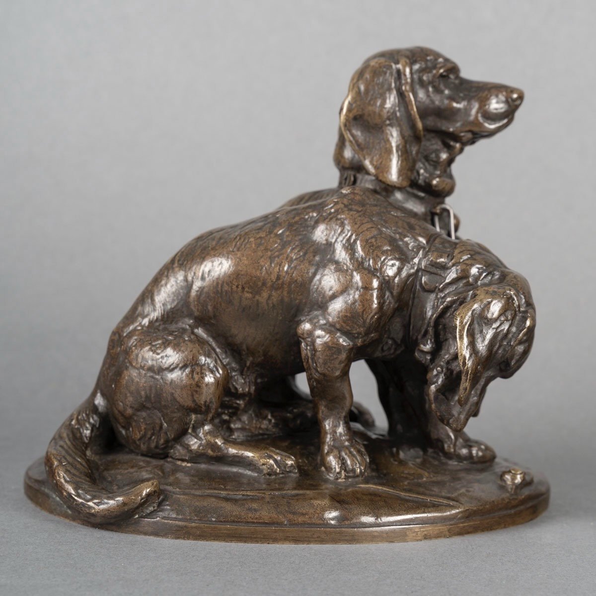 Groupe De Bassets " Ravageot Et Ravageode " , Emmanuel Fremiet (1824 -1910) - Bronze-photo-4