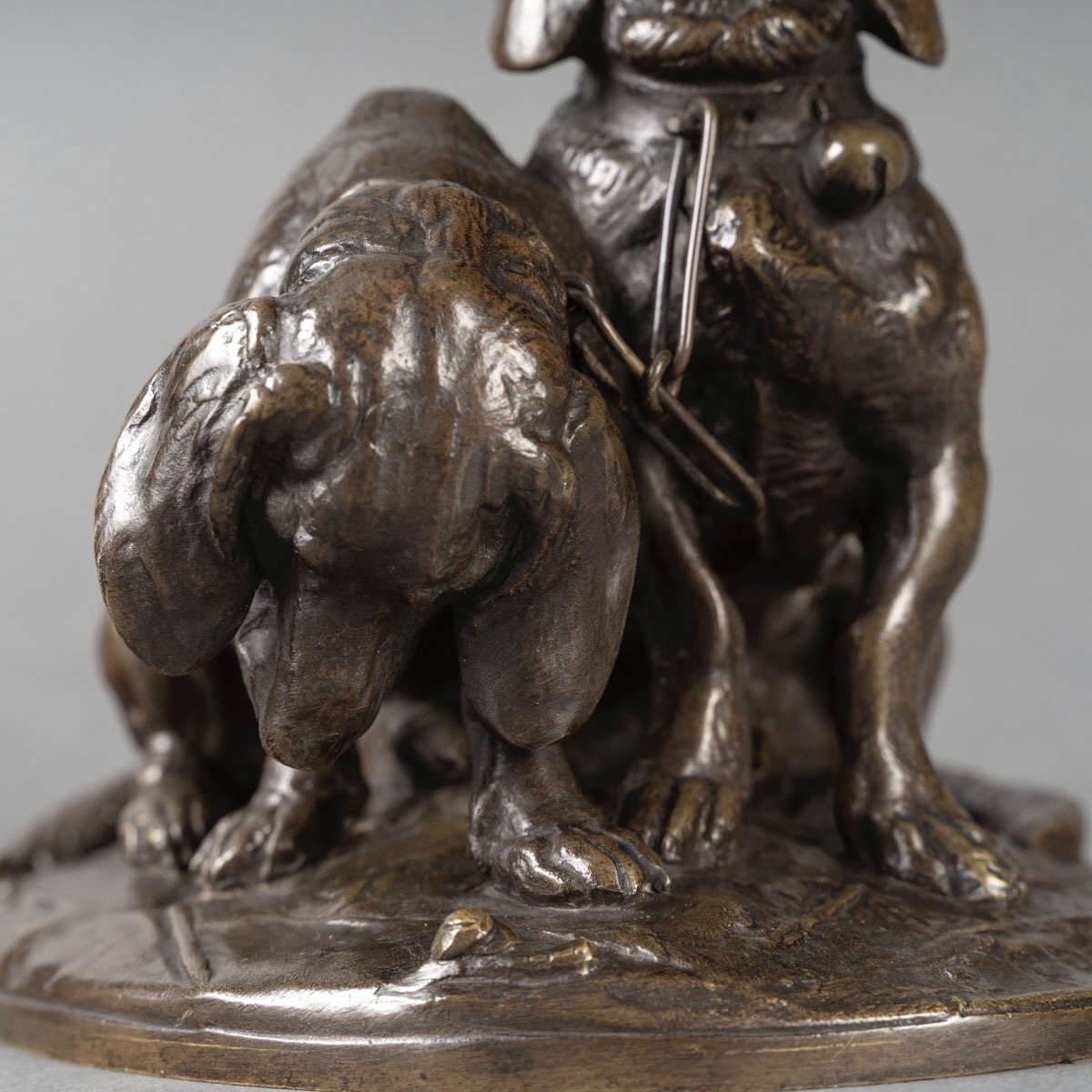 Groupe De Bassets " Ravageot Et Ravageode " , Emmanuel Fremiet (1824 -1910) - Bronze-photo-5