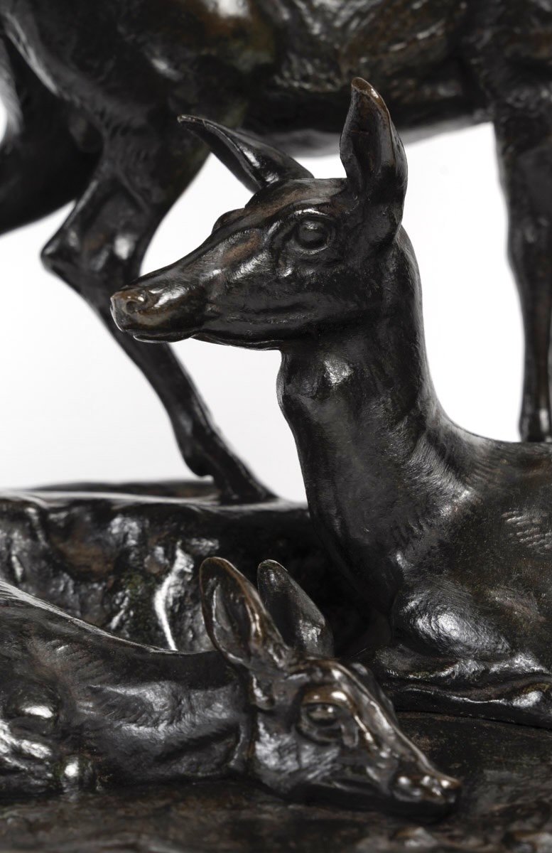 Bronze Group - Deer Family , Antoine-louis Barye (1795-1875) -photo-4