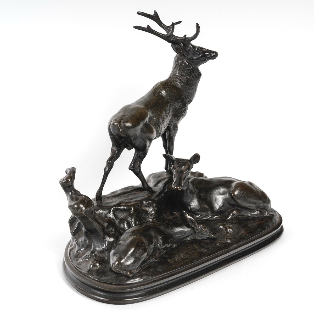 Bronze Group - Deer Family , Antoine-louis Barye (1795-1875) -photo-1