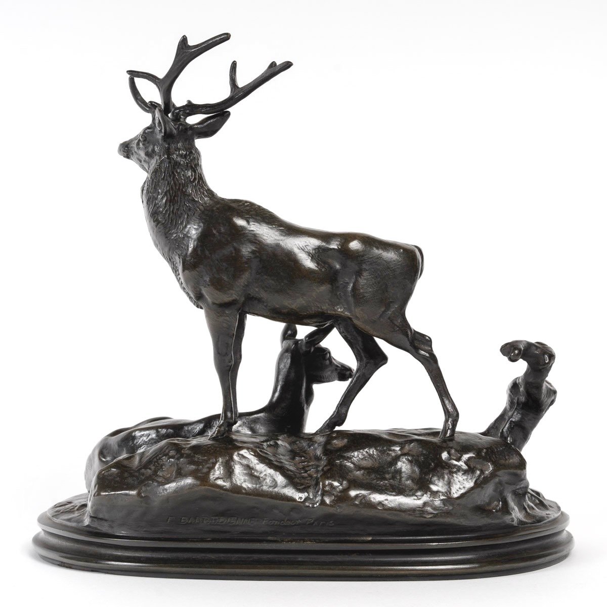 Bronze Group - Deer Family , Antoine-louis Barye (1795-1875) -photo-2