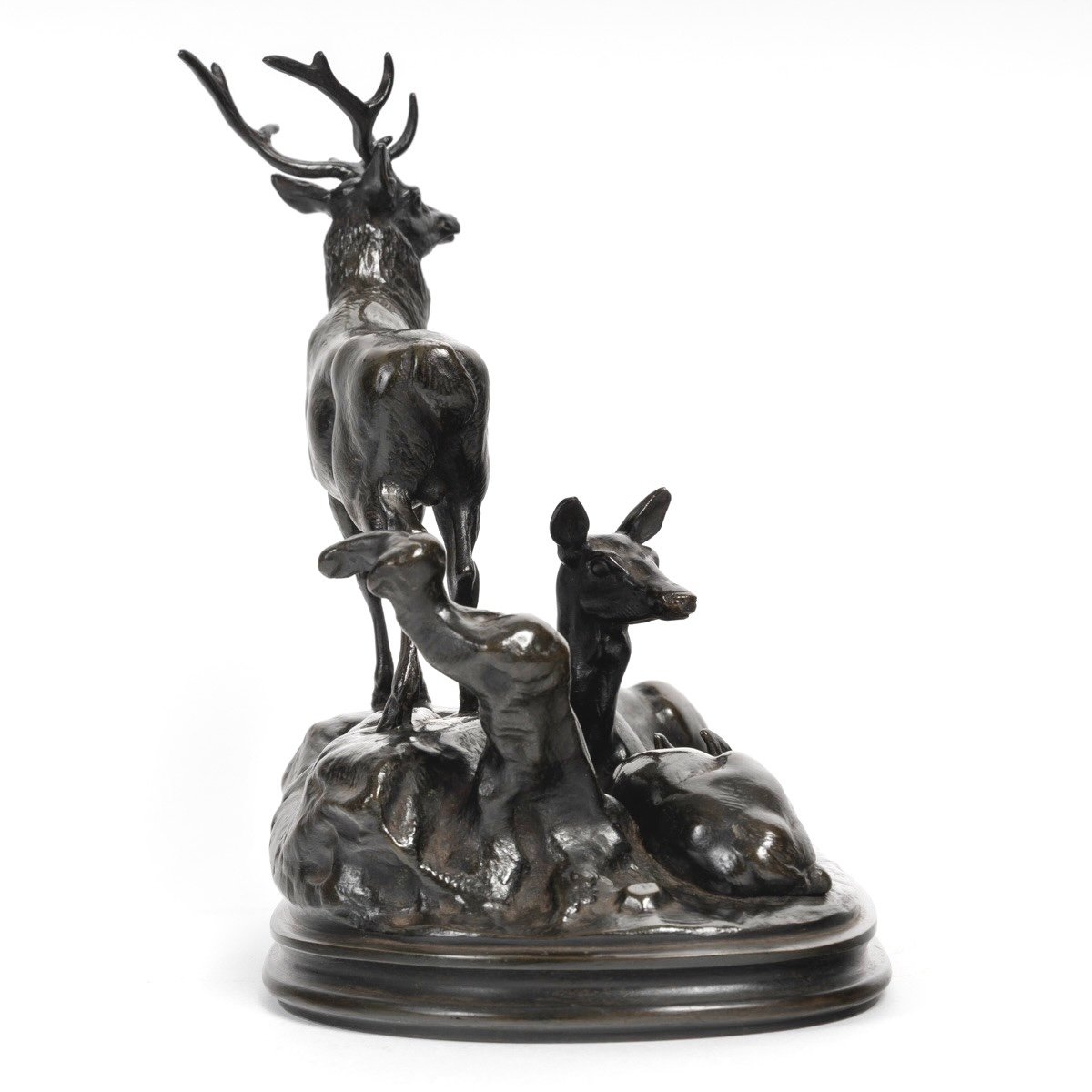 Bronze Group - Deer Family , Antoine-louis Barye (1795-1875) -photo-3