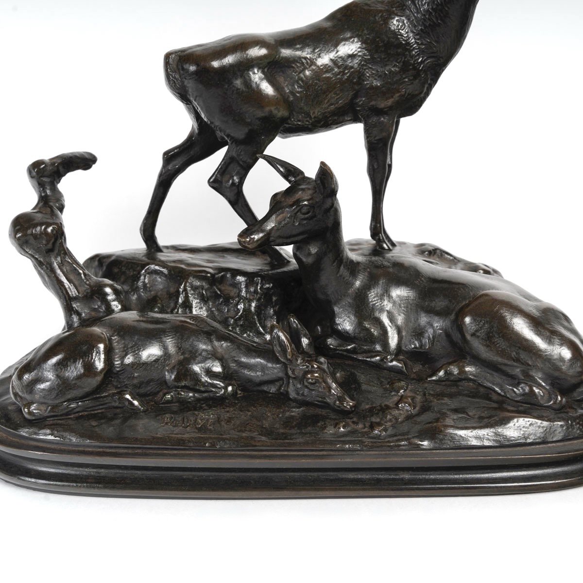 Bronze Group - Deer Family , Antoine-louis Barye (1795-1875) -photo-4