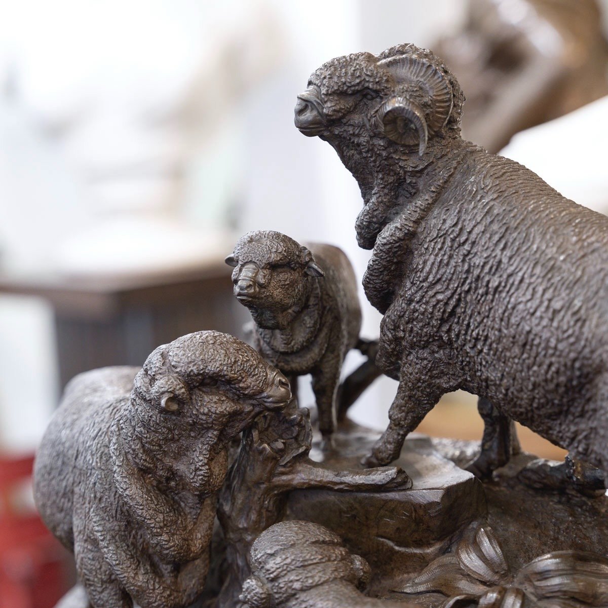 Sculpture  - Famille De Mérinos , Jules Moigniez (1835 – 1894) - Bronze-photo-3