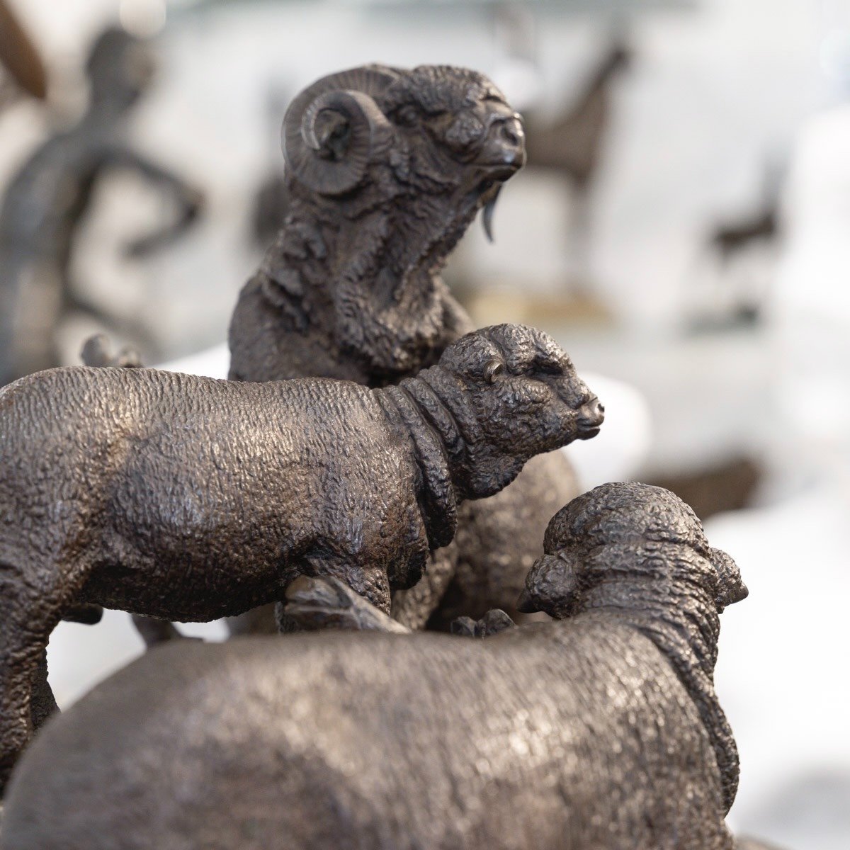 Sculpture  - Famille De Mérinos , Jules Moigniez (1835 – 1894) - Bronze-photo-4