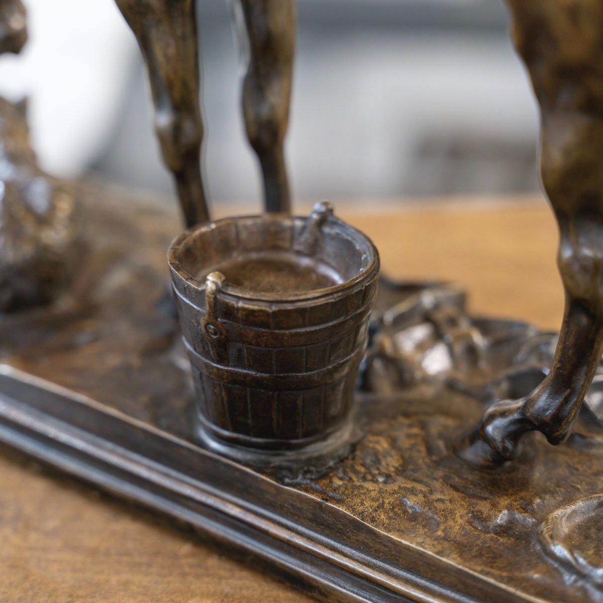 Sculpture - Horse And Dog In The Stable ,  Henri - Alfred Jacquemart (1824-1896) - Bronze-photo-4