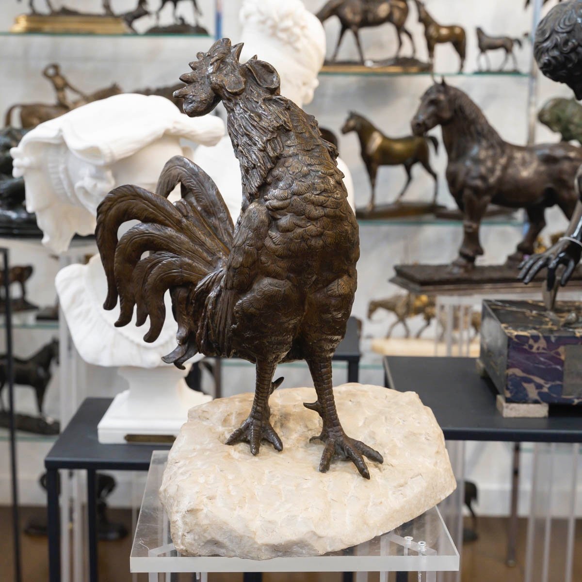 Sculpture - The Rooster , Victor Rousseau (1865-1954) - Bronze