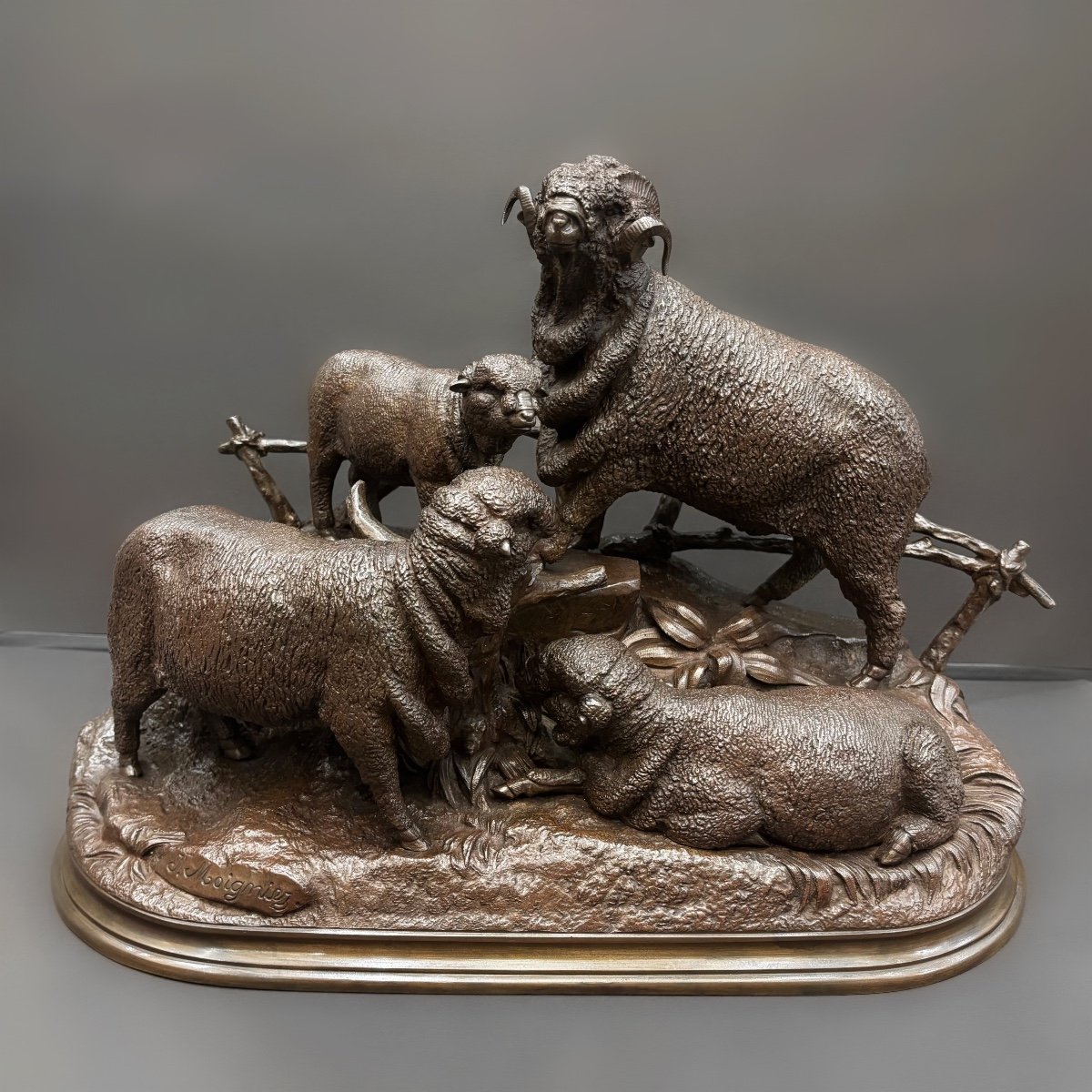 Sculpture - Merino Family , Jules Moigniez (1835 – 1894) - Bronze